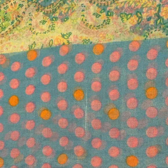 Floral Polka Dot Infinity Scarf Blue Pink Green Flowers Cottagecore Easter - Picture 7 of 8